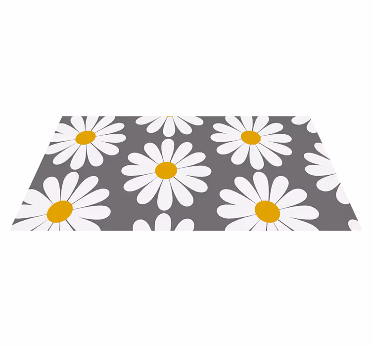 Vinyl Teppich Badezimmer gänseblümchen mit grauem hintergrund - TenStickers