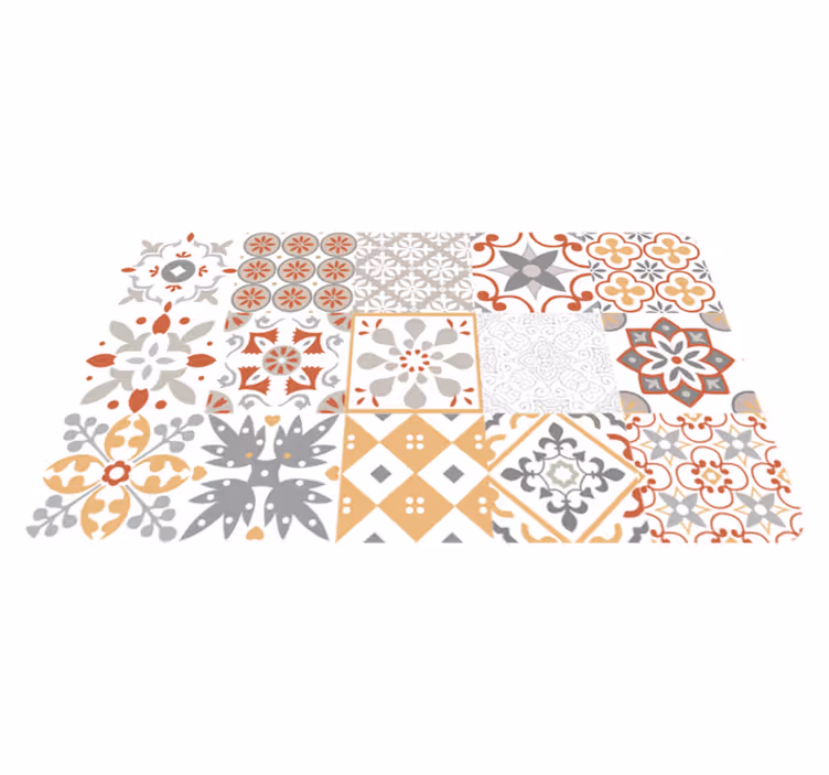 Vinyl Teppich Küche orangefarbenes mosaik - TenStickers