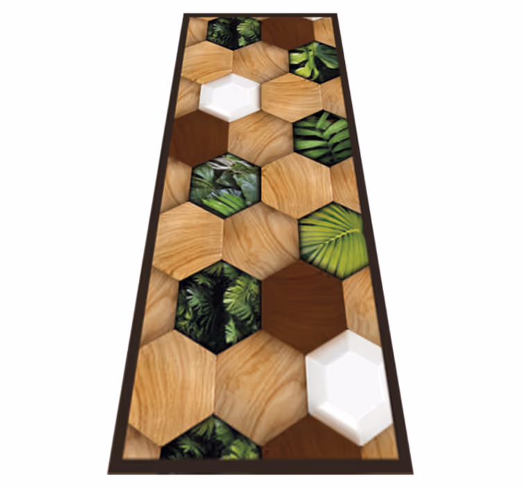 Vinyl Teppich Küche holz tropische sechsecke - TenStickers