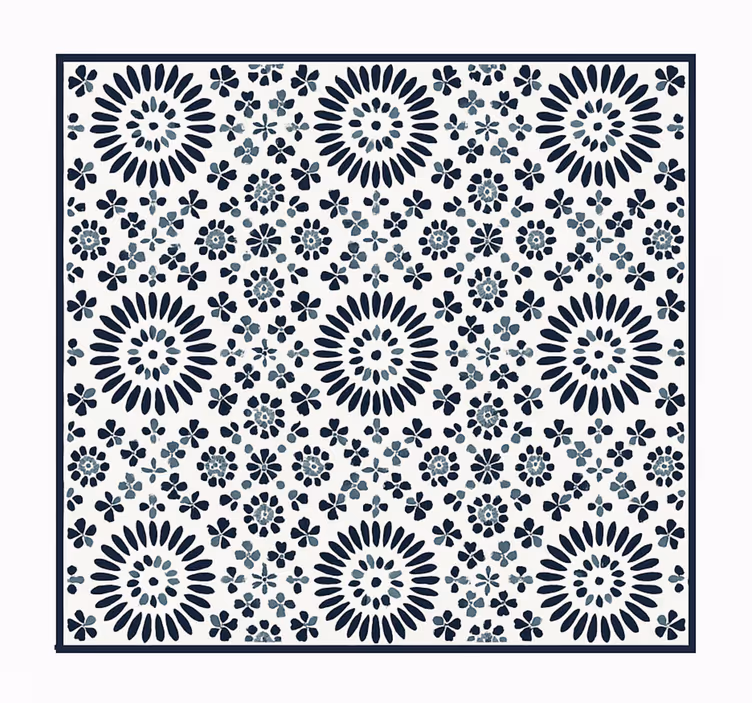 Vinyl Teppich blau geometrisches blumenmuster - TenStickers