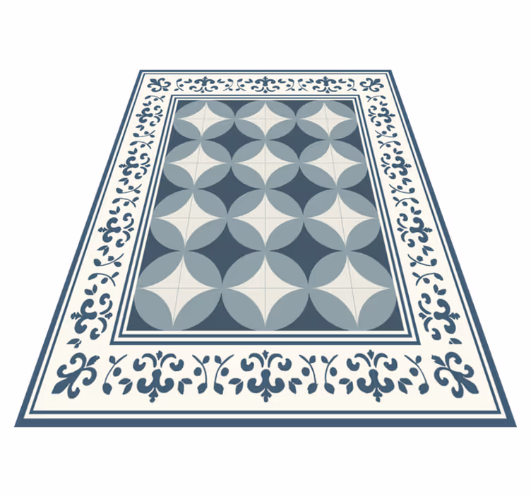 Vinyl Teppich Fliesenoptik blau-weißes motiv - TenStickers