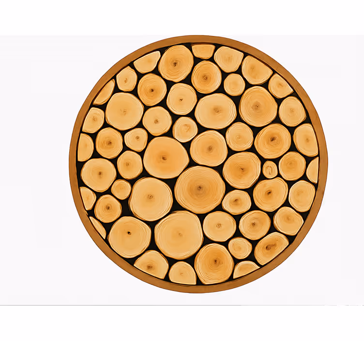 Vinyl Teppich Esszimmer natürliche holzscheibe - TenStickers