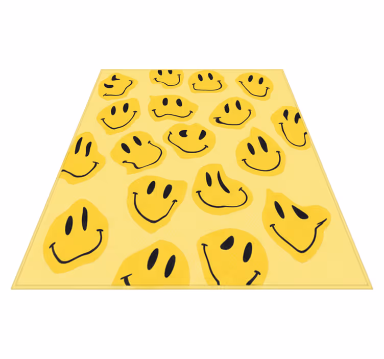 Vinyl teppich kinderzimmer mit verzerrten smileys - TenStickers