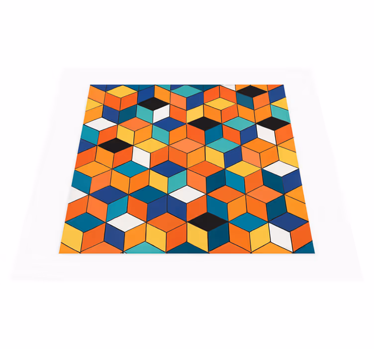 Vinyl teppich geometrisch mit buntem würfelmuster - TenStickers