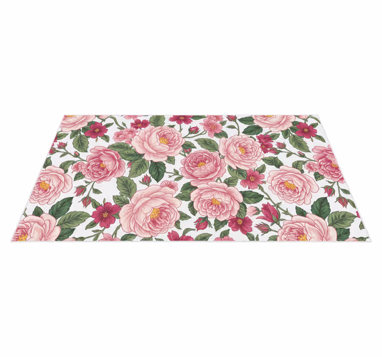 Vinyl teppich wohnzimmer mit schönen rosa blumen - TenStickers