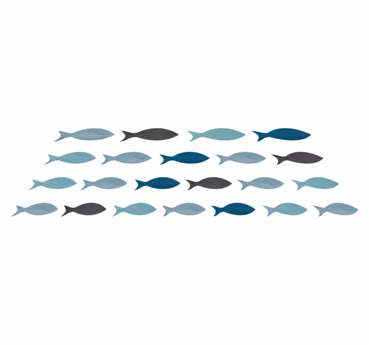 Vinyl teppich tiere blaue fischsilhouetten - TenStickers
