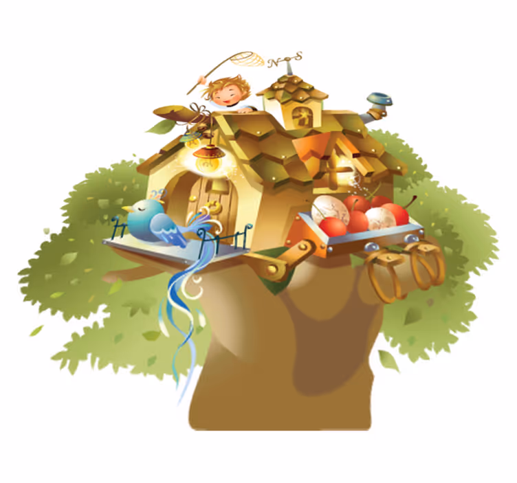Vinyl teppich tiere baumhaus - TenStickers