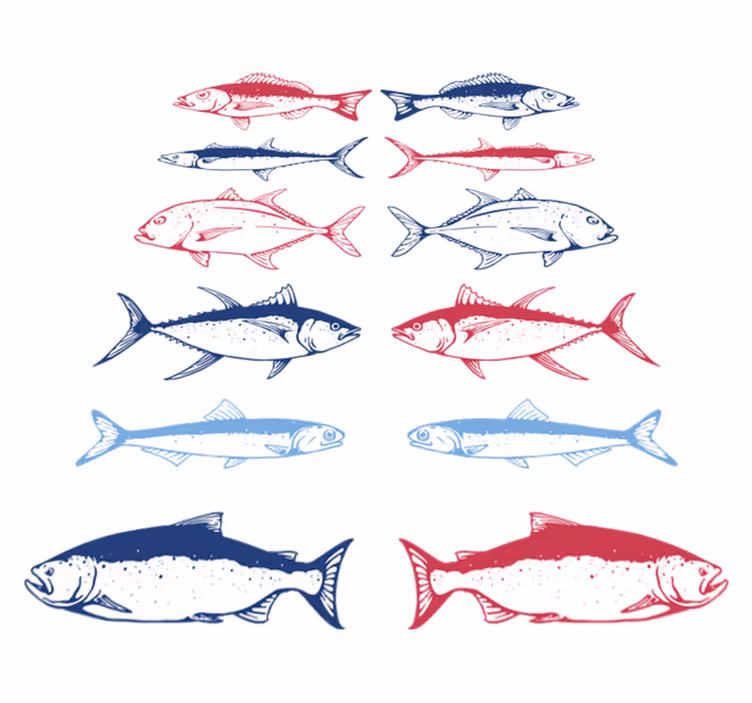 Vinyl teppich tiere handgezeichnete fische - TenStickers