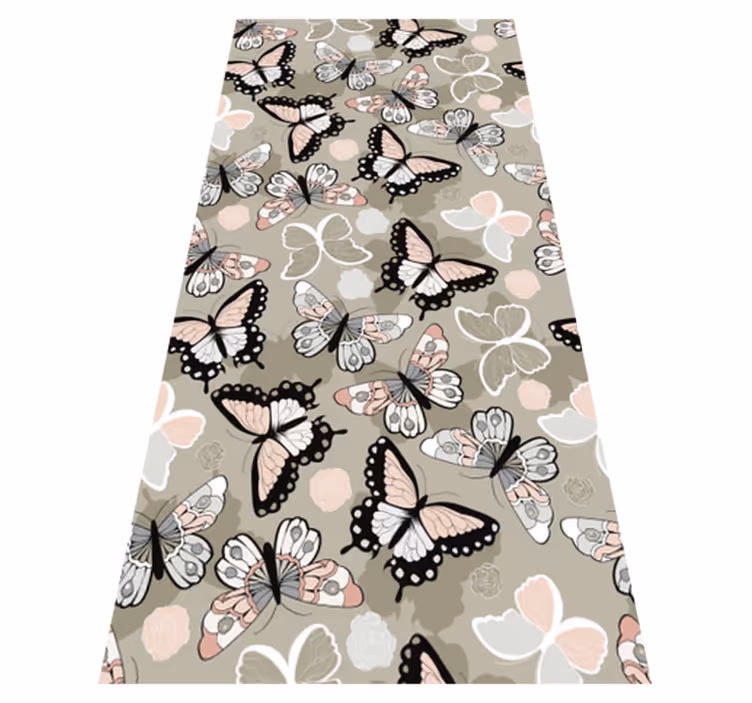 Vinyl teppich tiere in beige mit fliegenden schmetterlingen - TenStickers