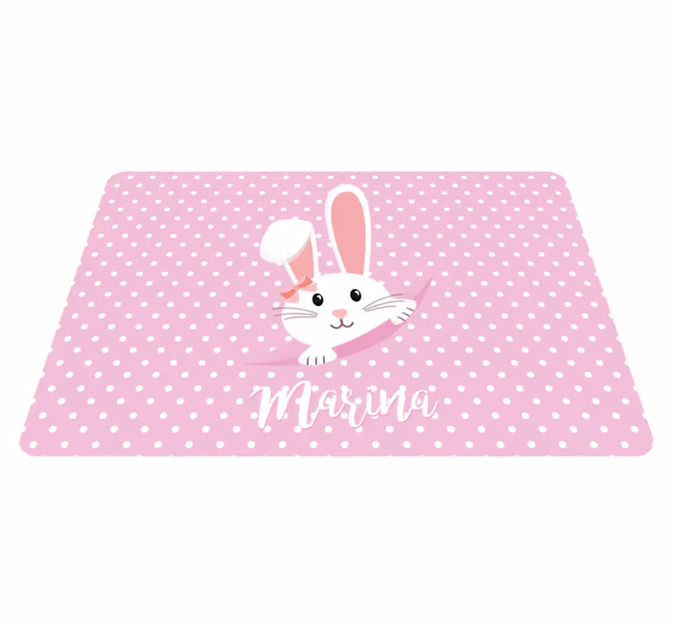 Vinyl teppich tiere süßer hase für mädchen mit name - TenStickers