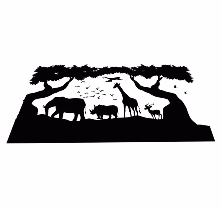 Vinyl teppich tiere schwarz und weiß savanne - TenStickers