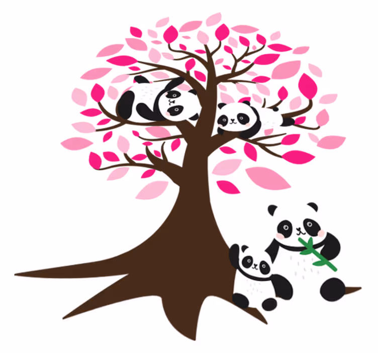 Vinyl teppich tiere baum mit pandas - TenStickers