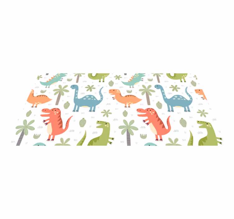 Vinyl teppich tiere glücklicher dinosaurier kallax - TenStickers