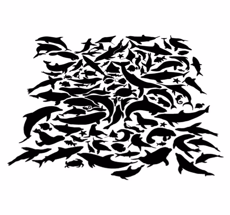Vinyl teppich tiere in maritimen schwarz - TenStickers