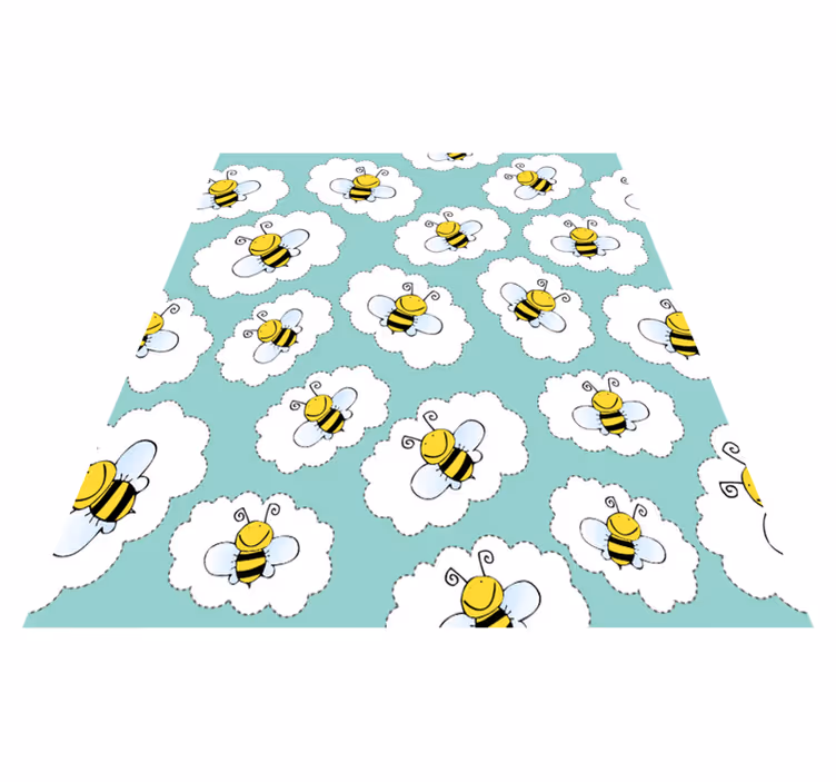 Vinyl teppich tiere weiße bäume und bienen - TenStickers
