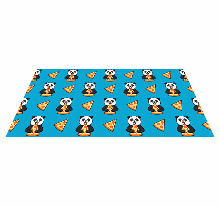 Vinyl teppich tiere panda mit pizza - TenStickers