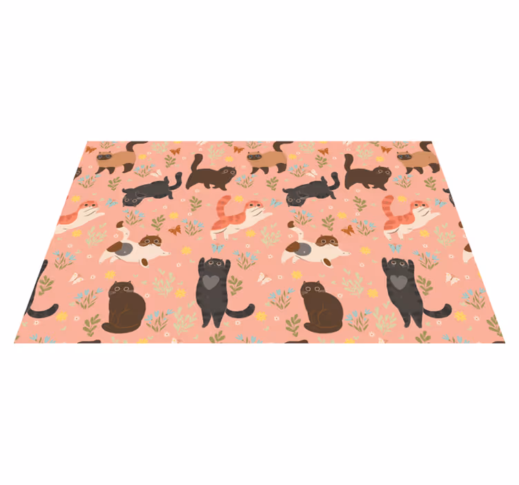 Vinyl teppich tiere mit nahtlosem katzenmuster - TenStickers