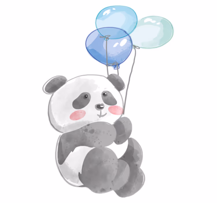 Vinyl teppich tiere baby mit drei luftballons - TenStickers
