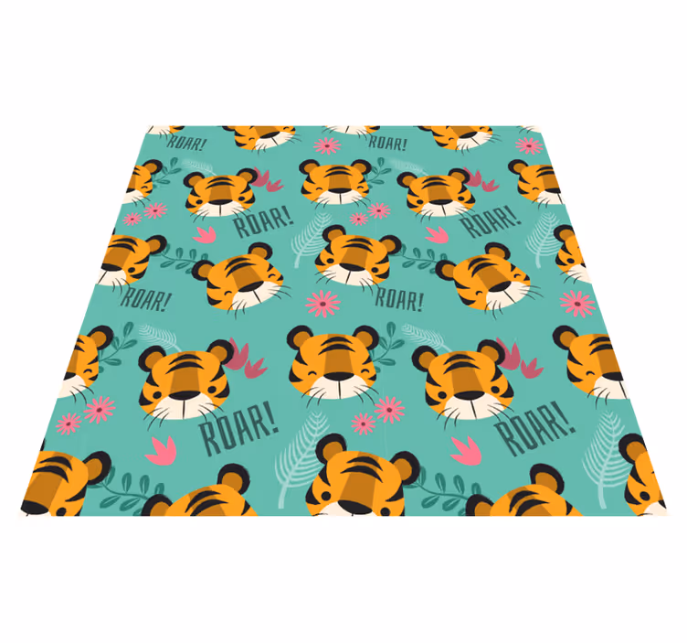 Vinyl teppich tiere mit brüllenden baby-tigern - TenStickers