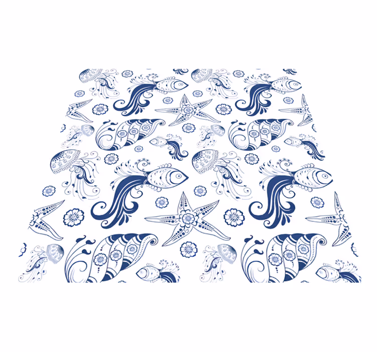 Vinyl teppich tiere mit ornamentalen meereslebewesen - TenStickers