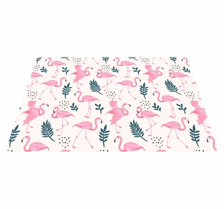 Vinyl teppich tiere mit flamingo-muster und blättern - TenStickers