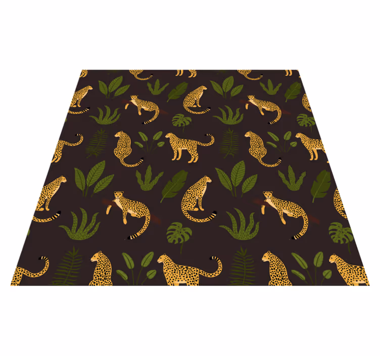 Vinyl teppich tiere mit dunklem botanischem leopardenmuster - TenStickers