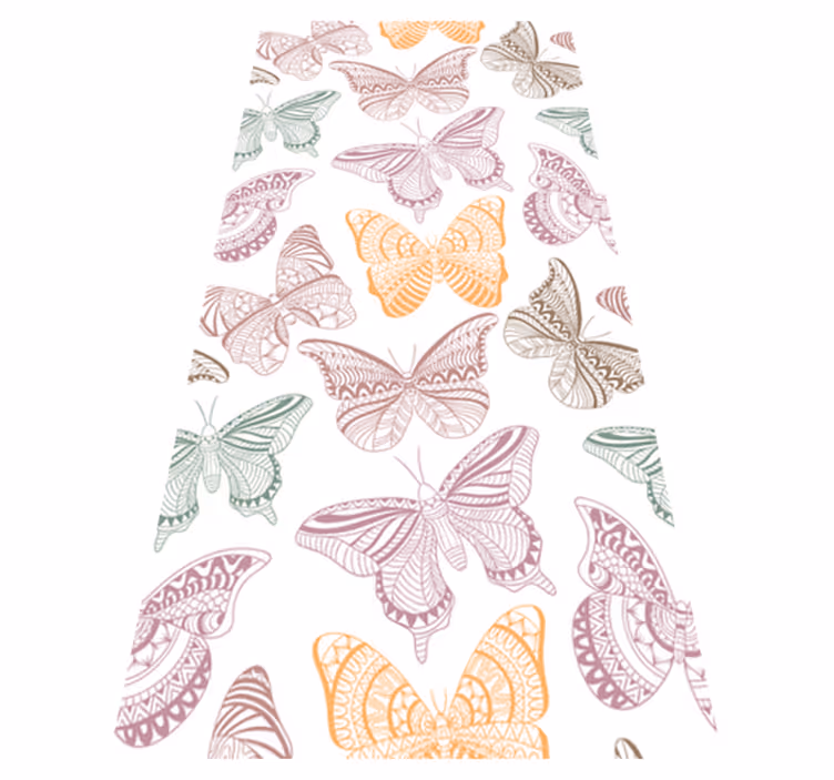 Vinyl teppich tiere mit bunten ornamental schmetterlingen - TenStickers