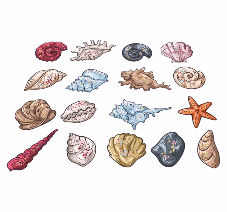 Vinyl teppich tiere muschelskizzen - TenStickers