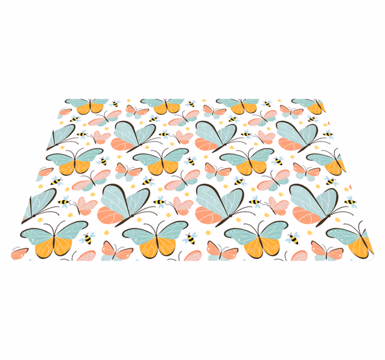 Vinyl teppich tiere schmetterlinge und bienen - TenStickers