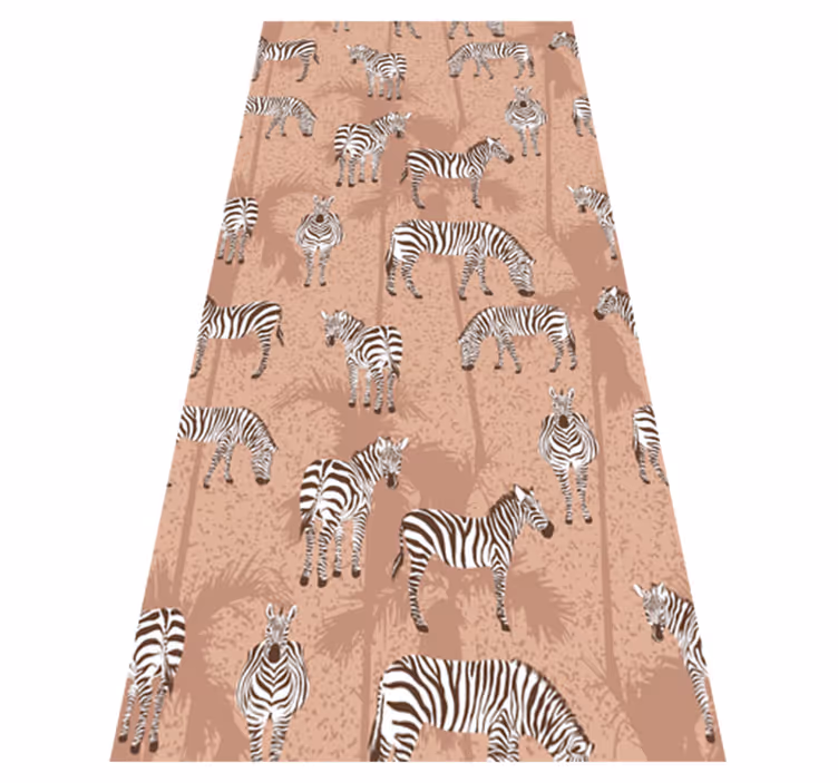 Vinyl teppich tiere zebra und palmen braun - TenStickers