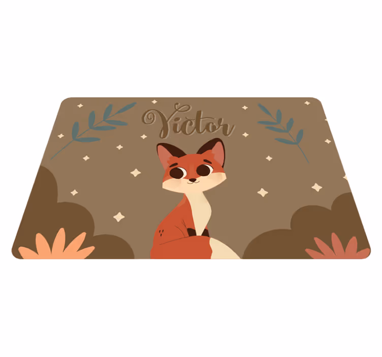 Vinyl teppich tiere süßer fuchs für jungen mit namen - TenStickers