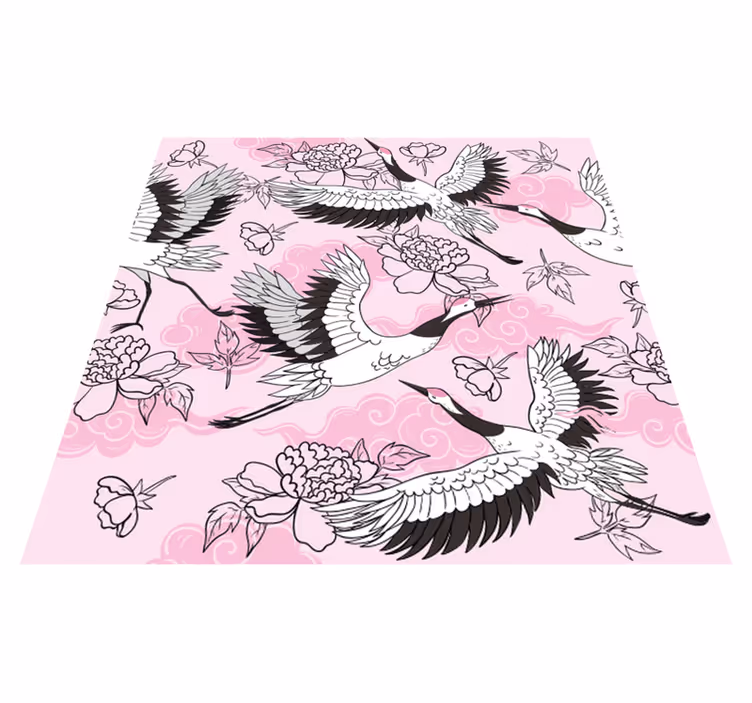Vinyl teppich tiere moderne pinke vogelmuster - TenStickers