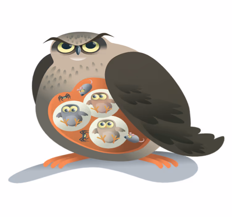 Vinyl teppich tiere mutter eule - TenStickers