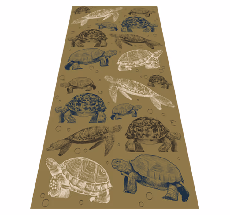 Vinyl teppich tiere mit beigem hintergrund und schildkröten - TenStickers