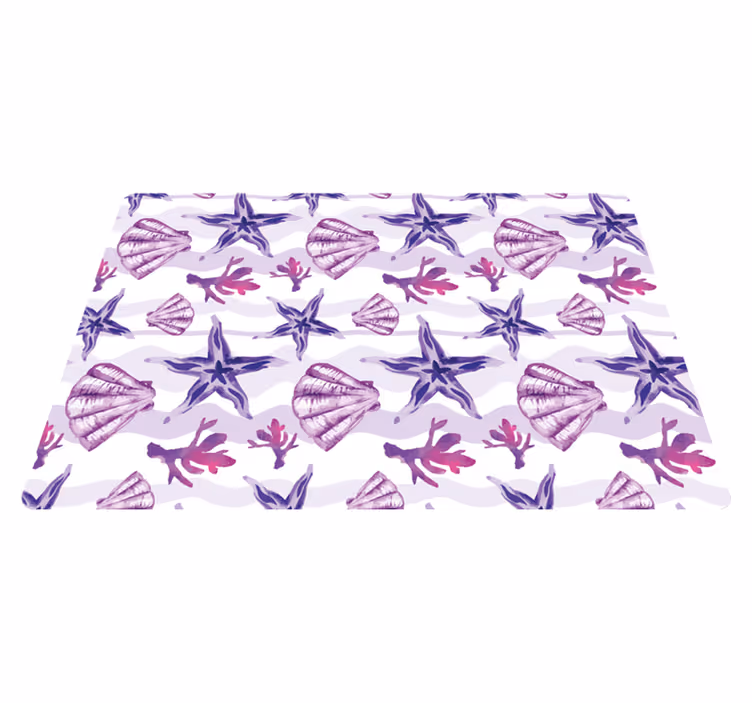 Vinyl teppich tiere lila muschel und seestern - TenStickers