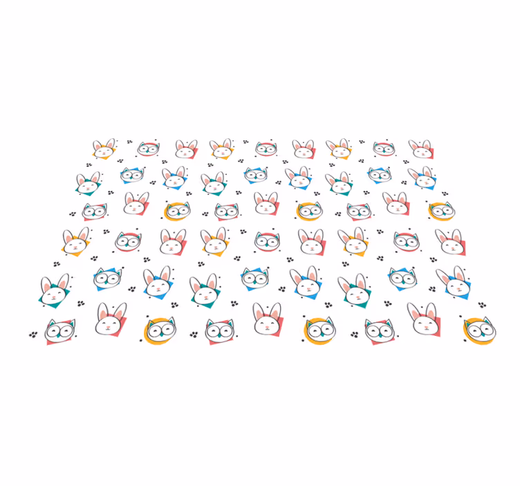 Vinyl teppich tiere eulen und kaninchen muster - TenStickers