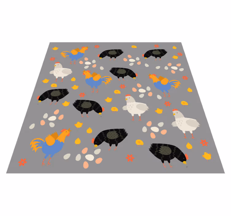 Vinyl teppich tiere hühner im gehegemuster - TenStickers