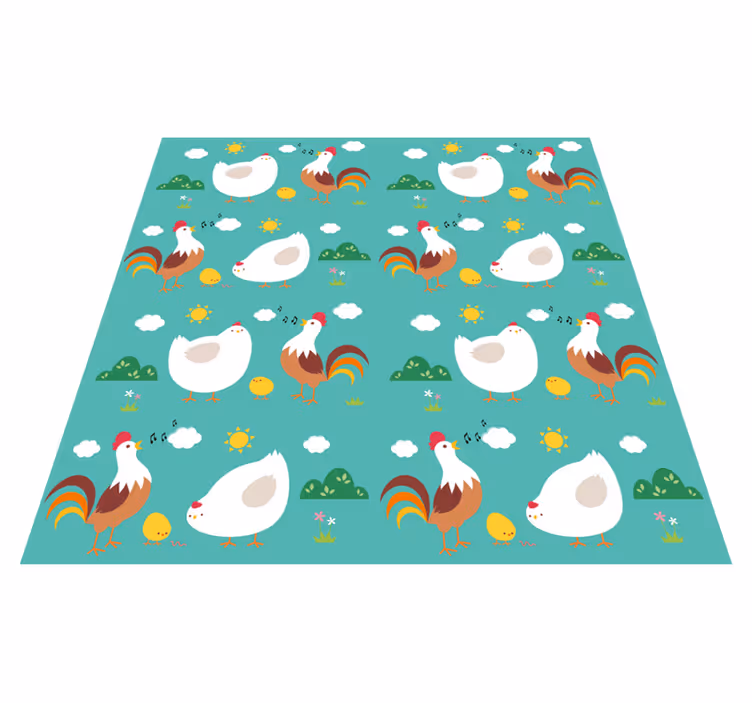 Vinyl teppich tiere mit singendem hahn muster - TenStickers