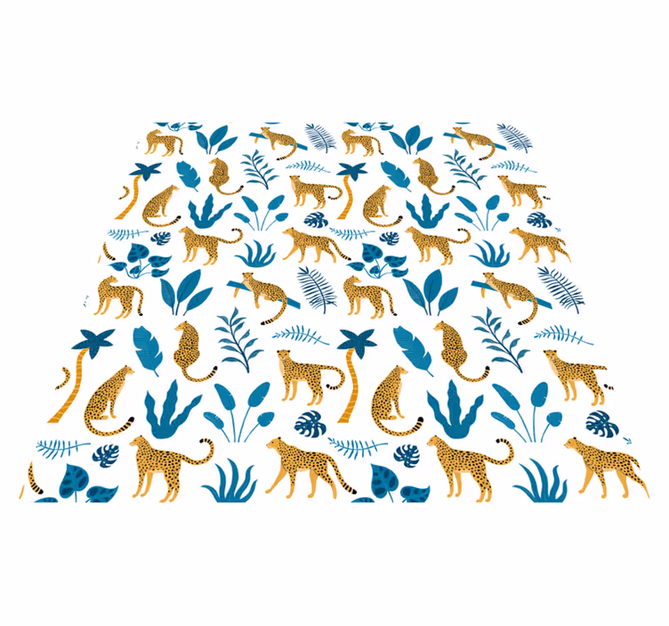 Vinyl teppich tiere botanisch und leoparden - TenStickers