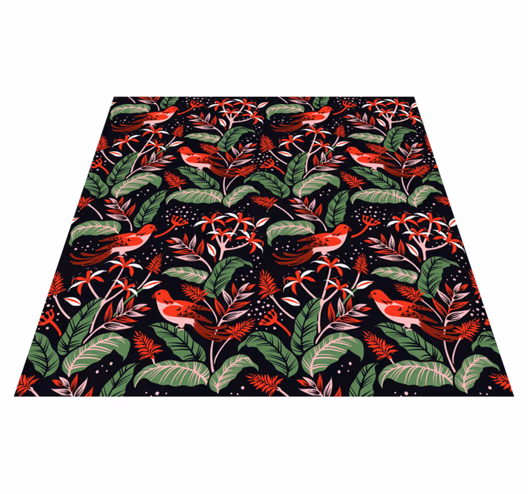 Vinyl teppich tiere mit rotem und pinkem blattmuster - TenStickers