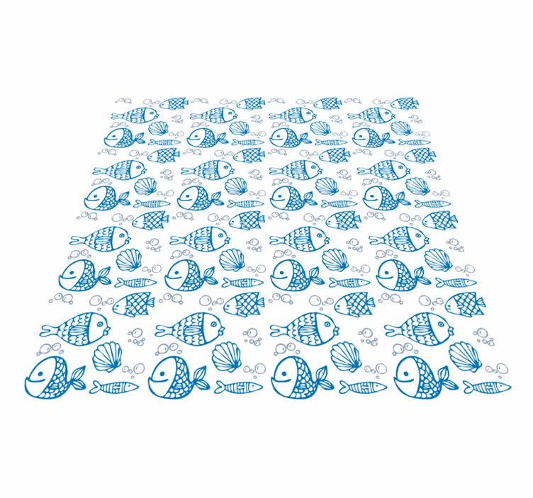 Vinyl teppich tiere mit blauen fischen zeichnen - TenStickers
