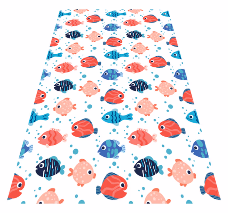 Vinyl teppich tiere in pink und blau fische - TenStickers