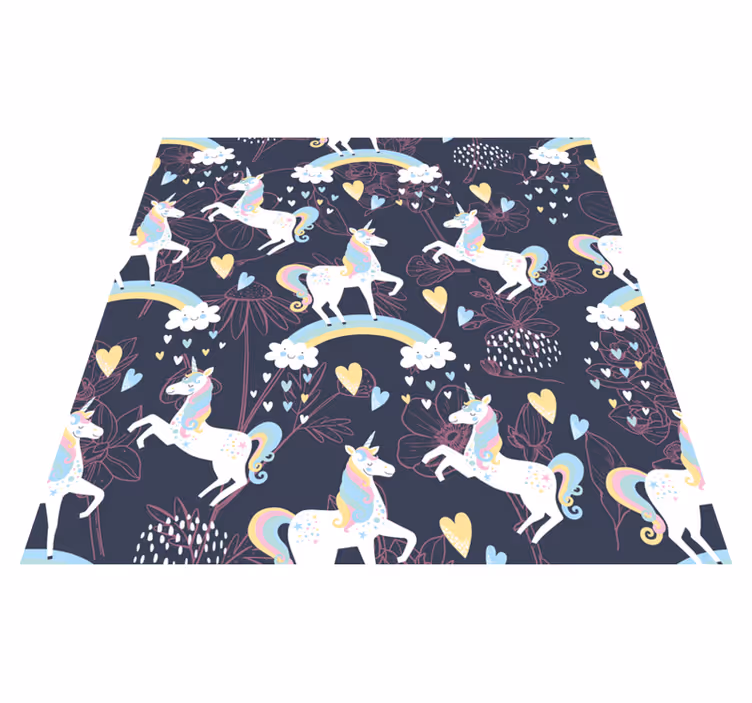 Vinyl teppich tiere mit pinken einhörnern blumenmuster - TenStickers