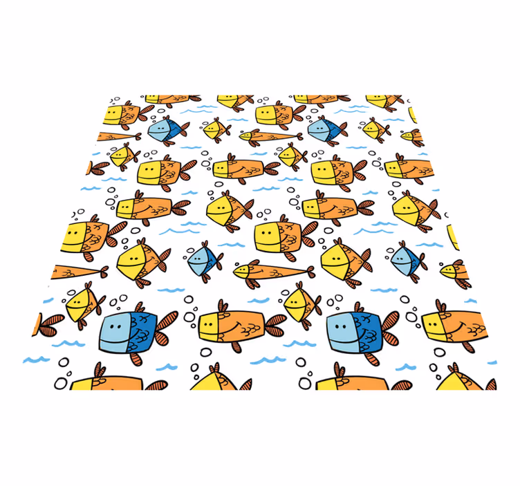 Vinyl teppich tiere mit bunten fischen im kinderstil - TenStickers