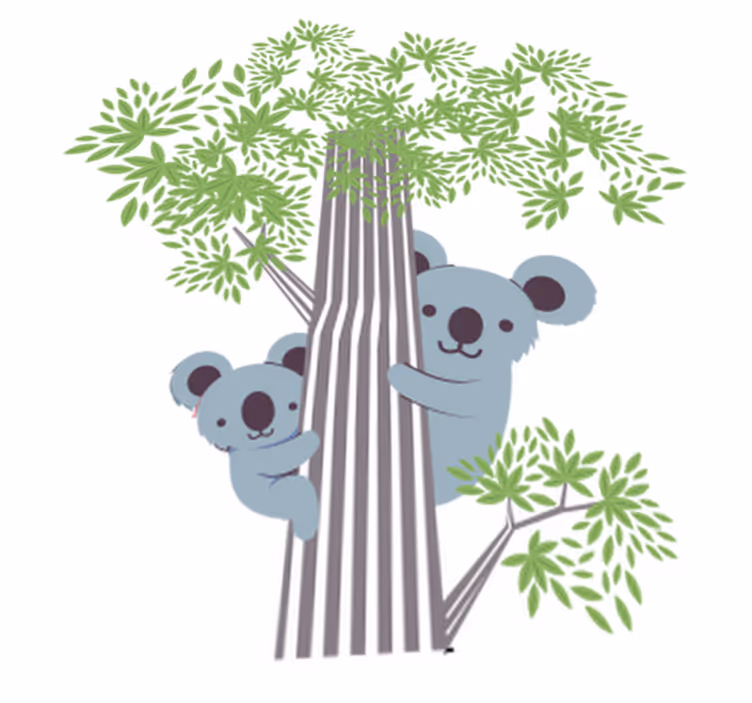 Vinyl teppich tiere koalas auf einem baum - TenStickers