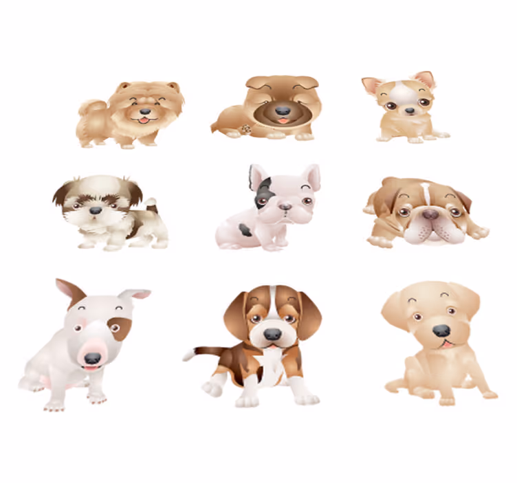 Vinyl teppich tiere mit süßen welpen - TenStickers