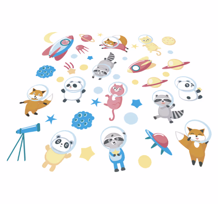Vinyl teppich tiere süße tier-astronauten - TenStickers