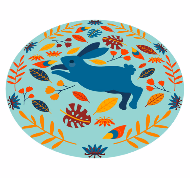 Vinyl teppich tiere mit verspielter hasenillustration - TenStickers