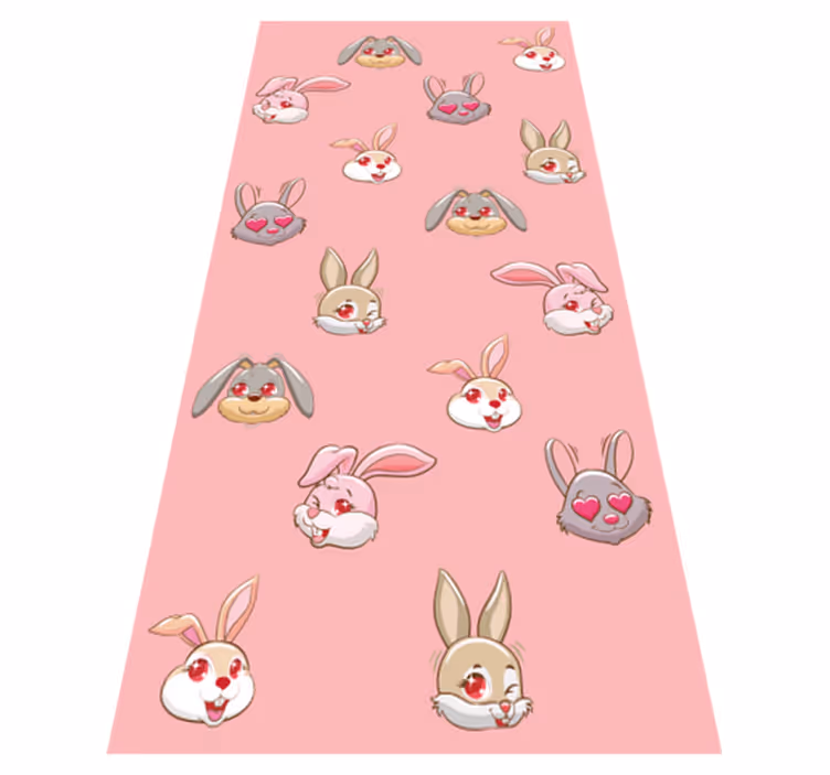 Vinyl teppich tiere mit niedlichen hasengesichtern - TenStickers