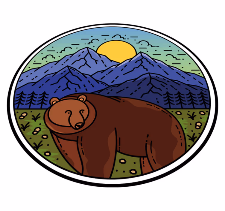 Vinyl teppich tiere bär in landschaft - TenStickers